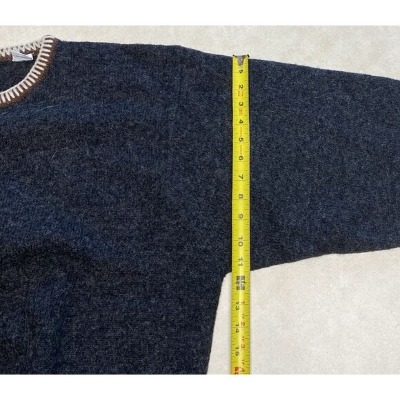 Easy Travel R.V. RV 100% Wool Gray Crew Neck Pullover Icelandic Sweater L XL - Picture 6 of 7